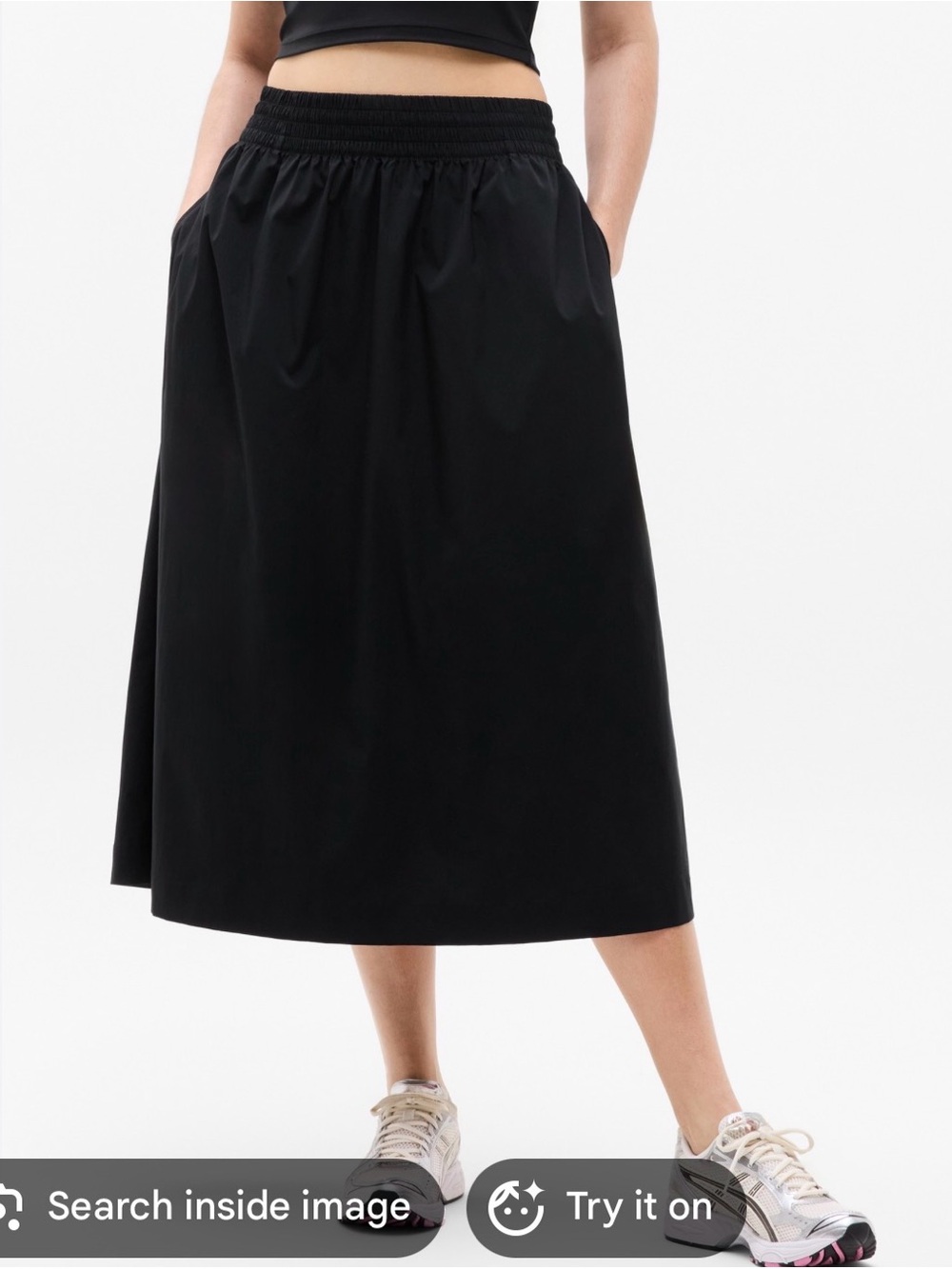 Athleta Black Elastic-Waist Midi Skirt - Picture 4 of 4